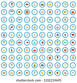 100 easter icons set in cartoon style for any design vector illustration