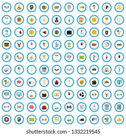 100 eating business icons set in flat style for any design vector illustration