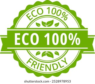 100% Eco. Badge, label, seal, sticker. Vector.