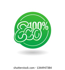 100% ECO calligraphic sticker with for natural pruducts (nutrition, cosmetics, food, technology) - vector isolated element 