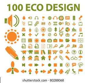 100 iconos de diseño ecológico, vector