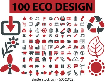 100 eco design signs. vector