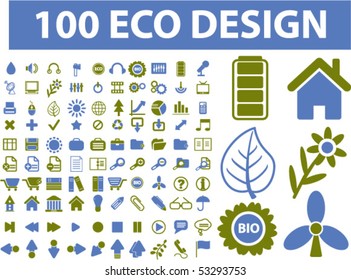 100 sinais de design ecológico. vetor