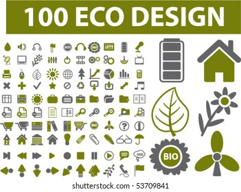 100 señales de diseño ecológico. vector