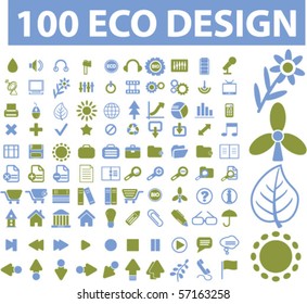 100 eco design signs. vector