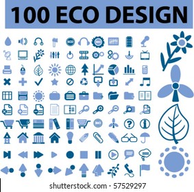 100 señales de diseño ecológico. vector