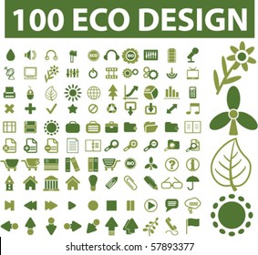 100 eco design signs. vector
