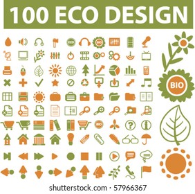 100 señales de diseño ecológico. vector
