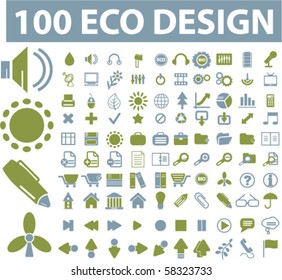 100 eco design signs. vector