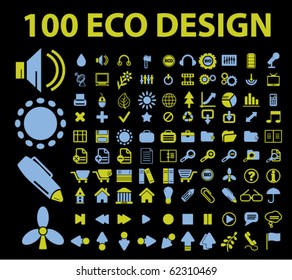 100 señales de diseño ecológico. vector