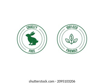 100% eco friendly and cruelty free icon vector illustration