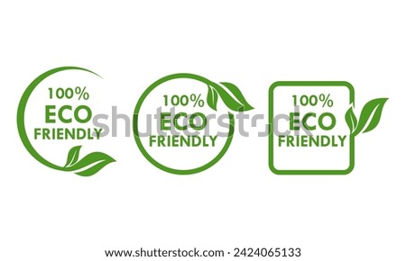 100% eco friendly design logo template illustration