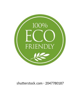 100%  eco friendly green vector label