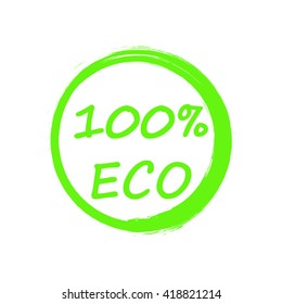 100% eco logo grunge