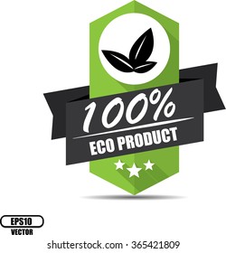 100% eco product label and sign - Vector illustration