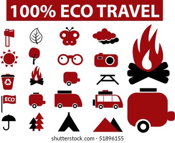 100% eco travel signs. vector