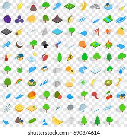 100 ecology icons set in isometric 3d style for any design vector illustration