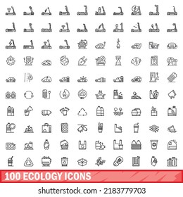 100 ecology icons set. Outline illustration of 100 ecology icons vector set isolated on white background