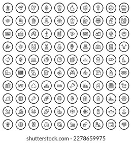 100 ecology icons set. Outline illustration of 100 ecology icons vector set isolated on white background