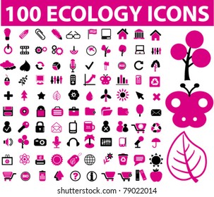 100 ícones de ecologia, vetor