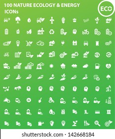 100 Ecology, Nature & Energy icons,vector