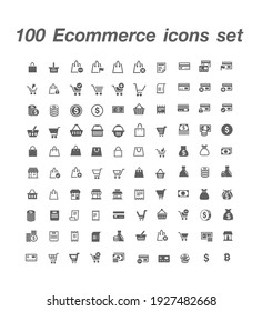 100 Ecommerce icon set vector