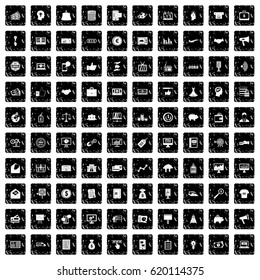 100 e-commerce icons set in grunge style isolated vector illustration