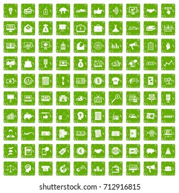 100 e-commerce icons set in grunge style green color isolated on white background vector illustration