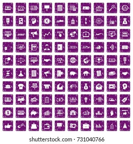 100 e-commerce icons set in grunge style purple color isolated on white background vector illustration