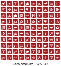 100 e-commerce icons set in grunge style red color isolated on white background vector illustration