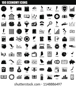 100 economy icon set. Simple set of 100 economy vector icons for web design isolated on white background
