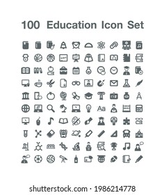 100 Education icon set vector