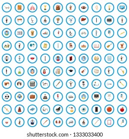 100 education icons set in cartoon style for any design vector illustration
