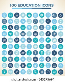 100 Education and learning icon set,blue vector