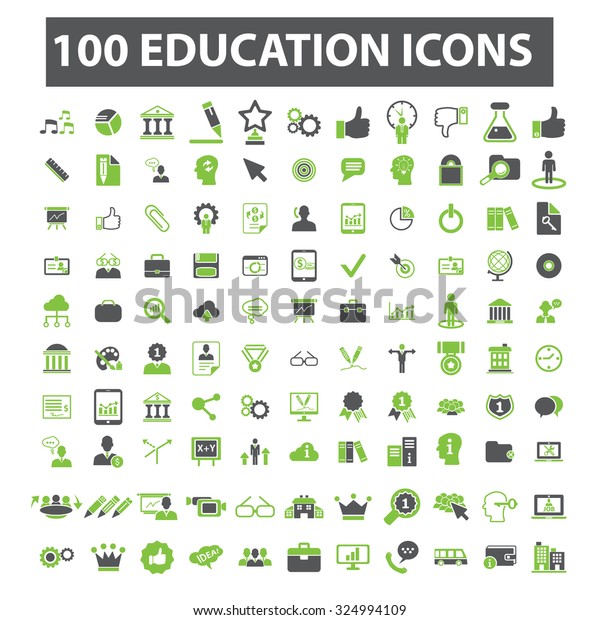 100 education, learning,\
study icons