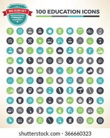 100 Education,Learning and Science icon set,clean vector