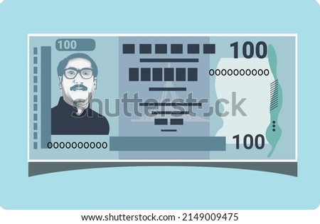 100 (ekSho) BD Taka Banknote. Translation: One hundred BDT  Bangladesh Currency. Flat paper money vector illustration and design. BD Currency. BDT banknote sign. Bangladeshi payment and finance