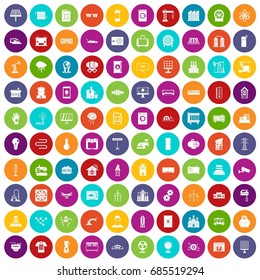 100 electrical engineering icons set in different colors circle isolated vector illustration