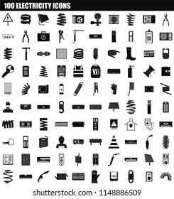 100 electricity icon set. Simple set of 100 electricity vector icons for web design isolated on white background