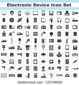 100 Electronic Device And Household Icon Set