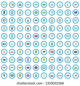 100 electronics icons set in cartoon style for any design vector illustration