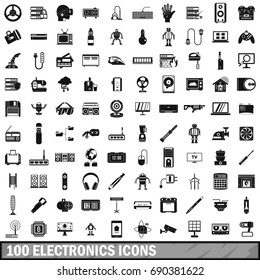 100 electronics icons set in simple style for any design vector illustration