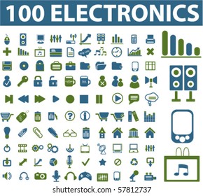 100 electronics signs. vector