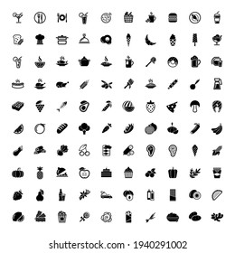 100 Elegant Food cooking Icons Set Created For Mobile Web And Applications.