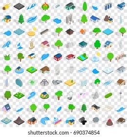 100 elements icons set in isometric 3d style for any design vector illustration