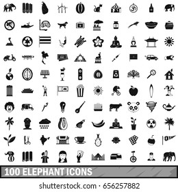 100 elephant icons set in simple style for any design vector illustration