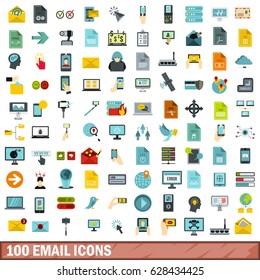 100 email icons set in flat style for any design vector illustration