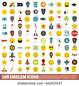 100 emblem icons set in flat style for any design vector illustration