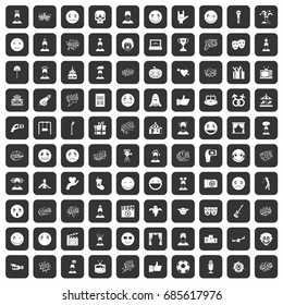 100 emotion icons set in black color isolated vector illustration