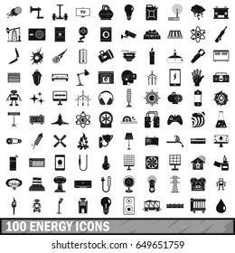 100 energy icons set in simple style for any design vector illustration